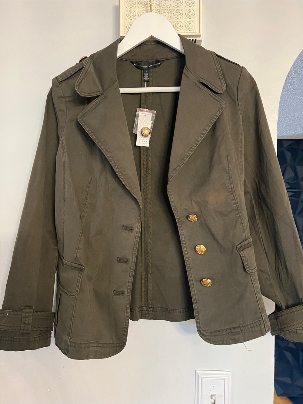 White House Black Market Olive Green Military-Inspired Utility Jacket